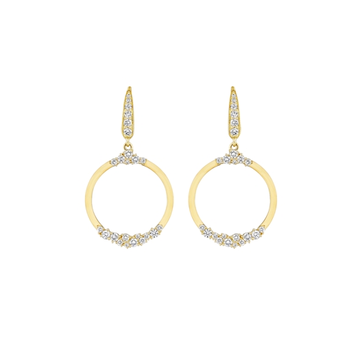 Vertical 18KT Yellow Gold Stardust Round Brilliant Diamond Earring