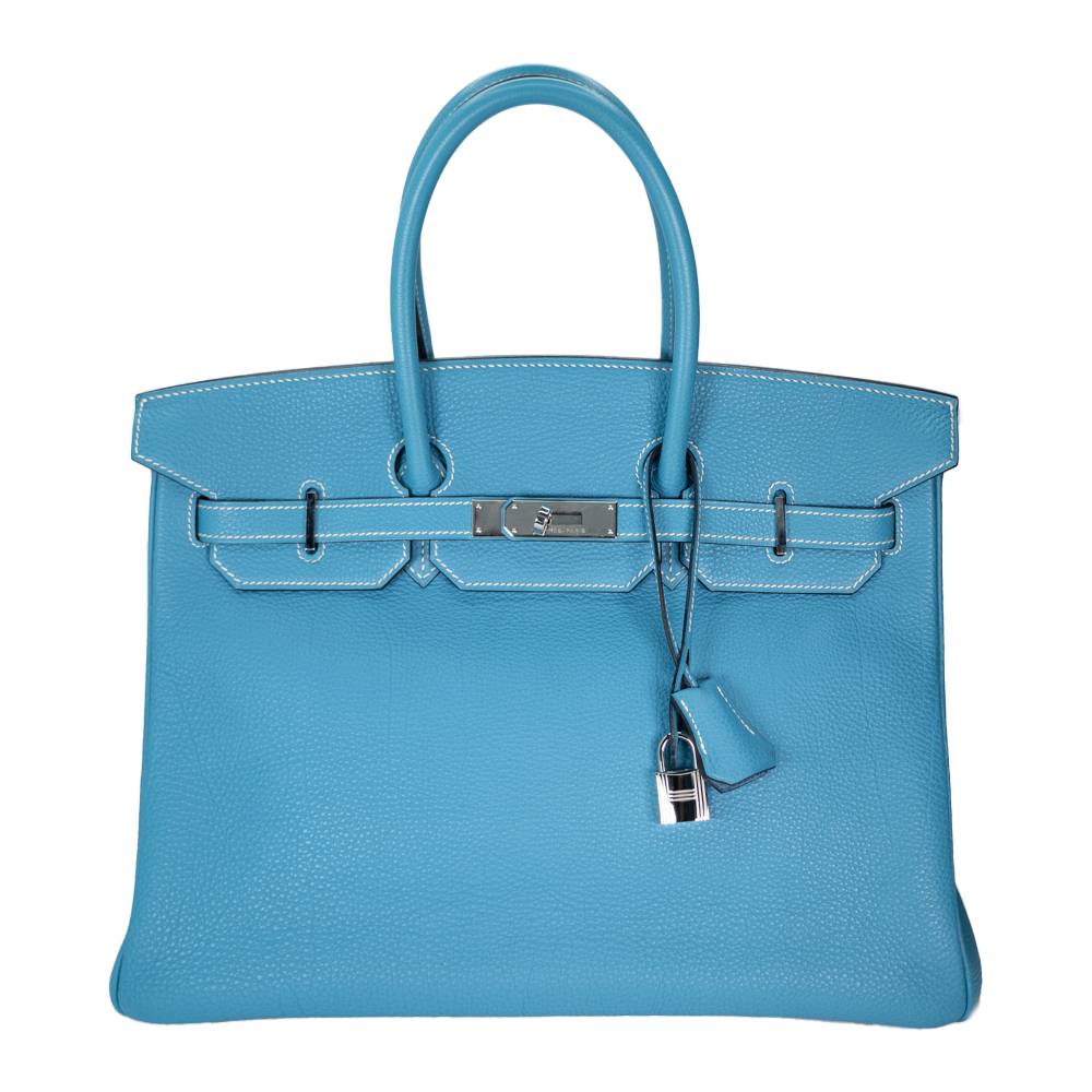 Image #1 Togo Leather 35cm Birkin Bag Blue Jean
