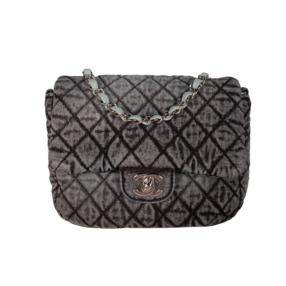 Image #1 Quilted Distressed Denim Denimpression Flap Small Green