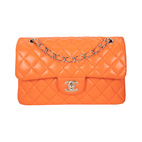 Image #1 Quilted Lambskin Small Flap Orange