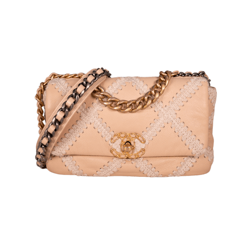 Image #1 Limited Edition Crochet Calfskin Chanel 19 Flap Medium Beige