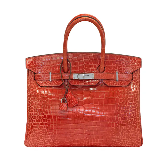 Hermès Shiny Porosus Crocodile Birkin 35 Geranium