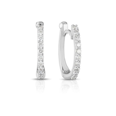 Vertical 18K White Gold The Perfect Diamond Huggy Hoops