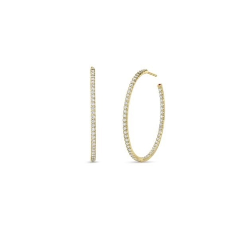Vertical 18K Yellow Gold The Perfect Diamond Inside Out XL Hoop Earrings