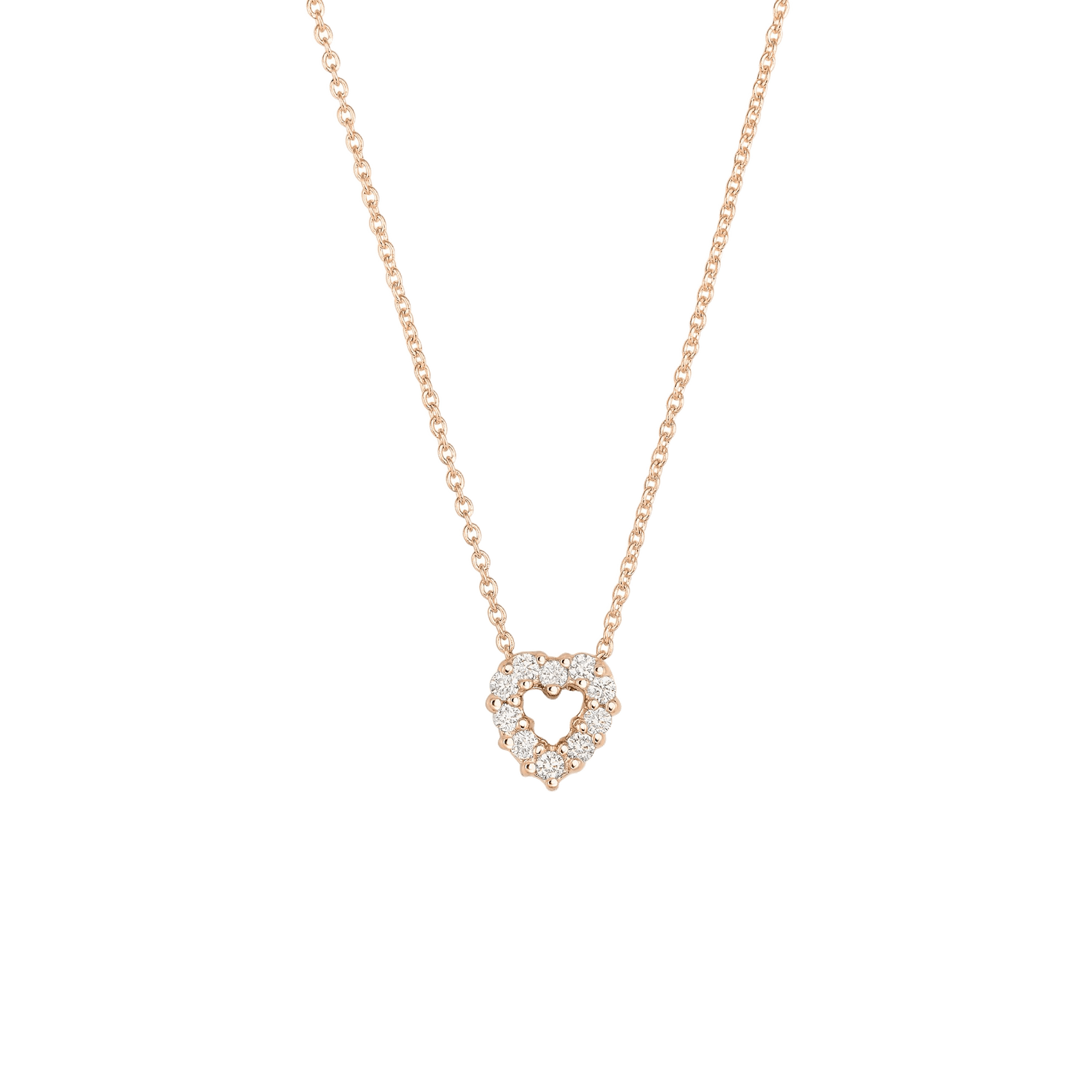 Vertical 18K Rose Gold Tiny Treasures Diamond Heart Necklace