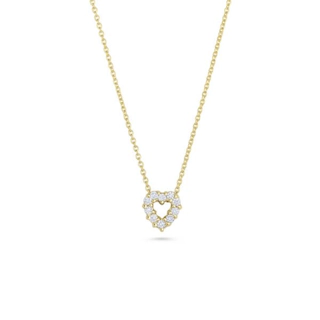 Vertical 18K Yellow Gold Tiny Treasures Diamond Heart Necklace