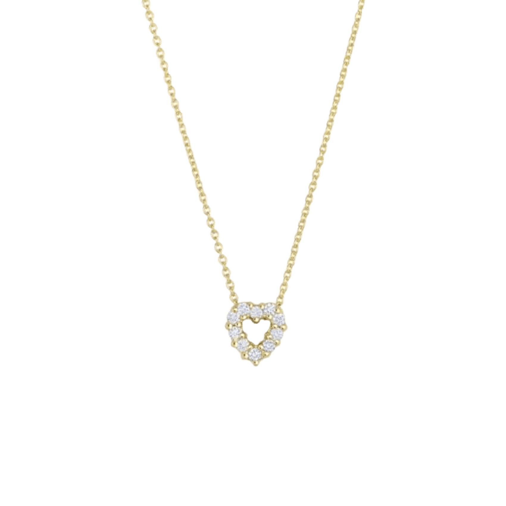 Vertical 18K Yellow Gold Tiny Treasures Diamond Heart Necklace