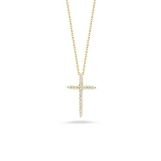 Vertical 18K Yellow Gold Tiny Treasures Diamond Sliver Cross