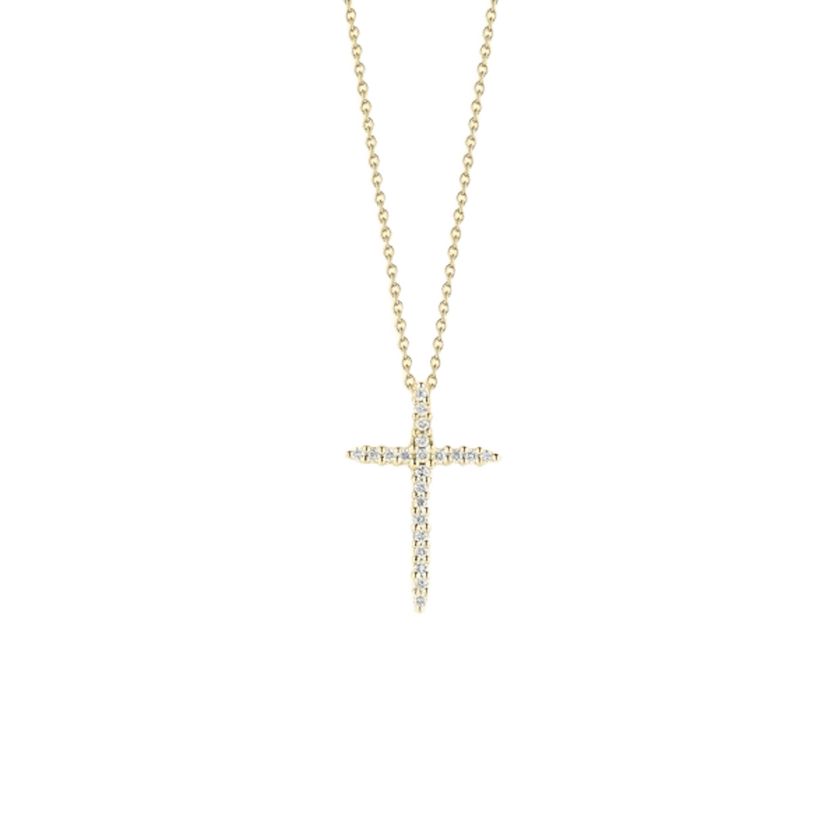 Vertical 18K Yellow Gold Tiny Treasures Diamond Sliver Cross