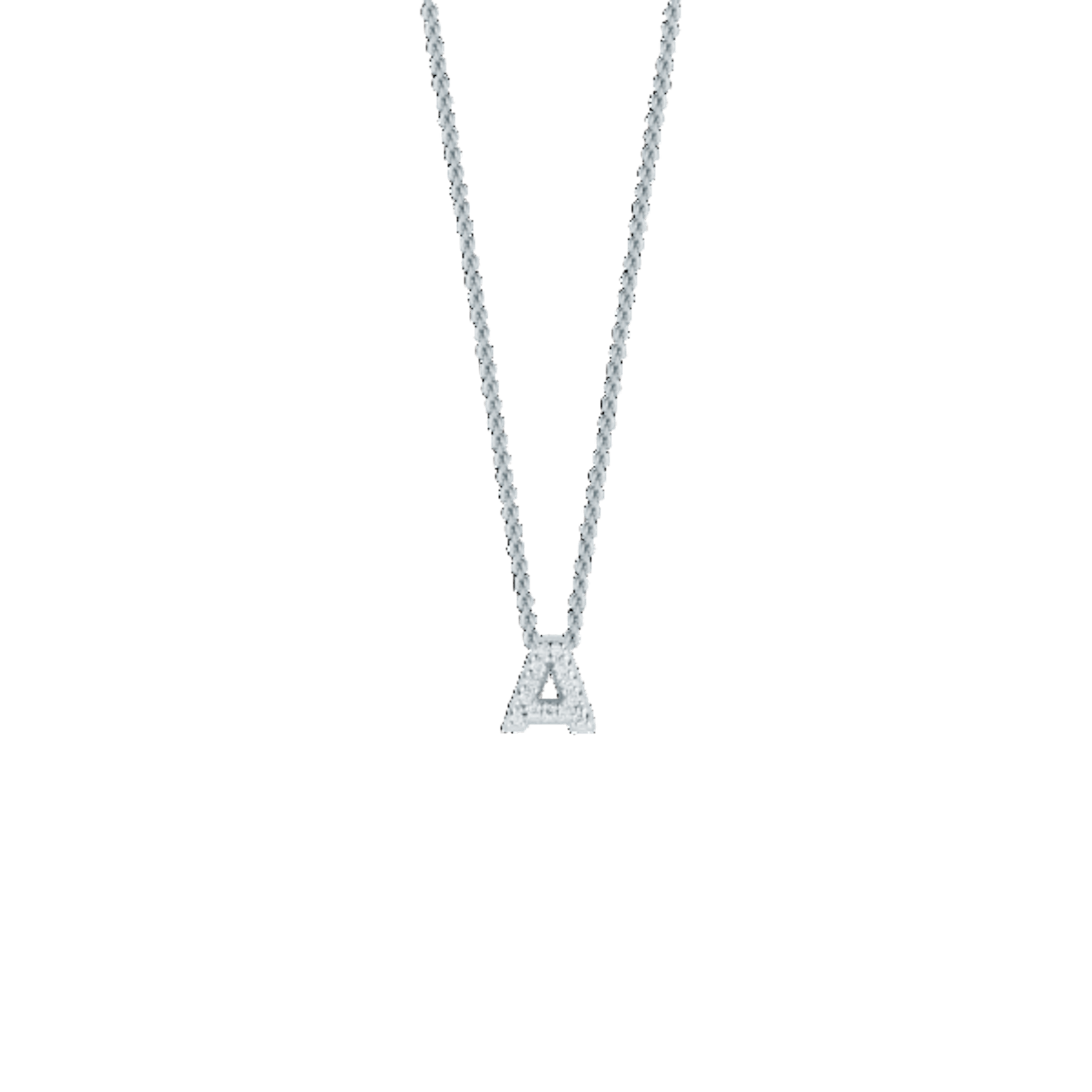 Vertical 18K White Gold Tiny Treasures Diamond Love Letter Necklace