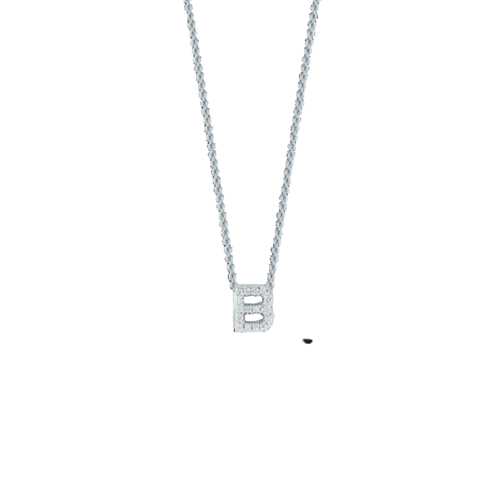 Vertical 18K White Gold Tiny Treasures Diamond Love Letter Necklace