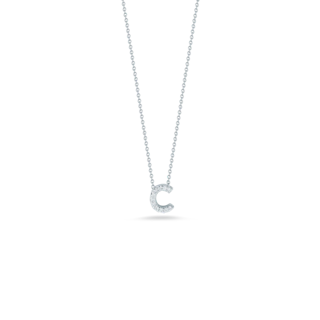 Vertical 18K White Gold Tiny Treasures Diamond Love Letter Necklace