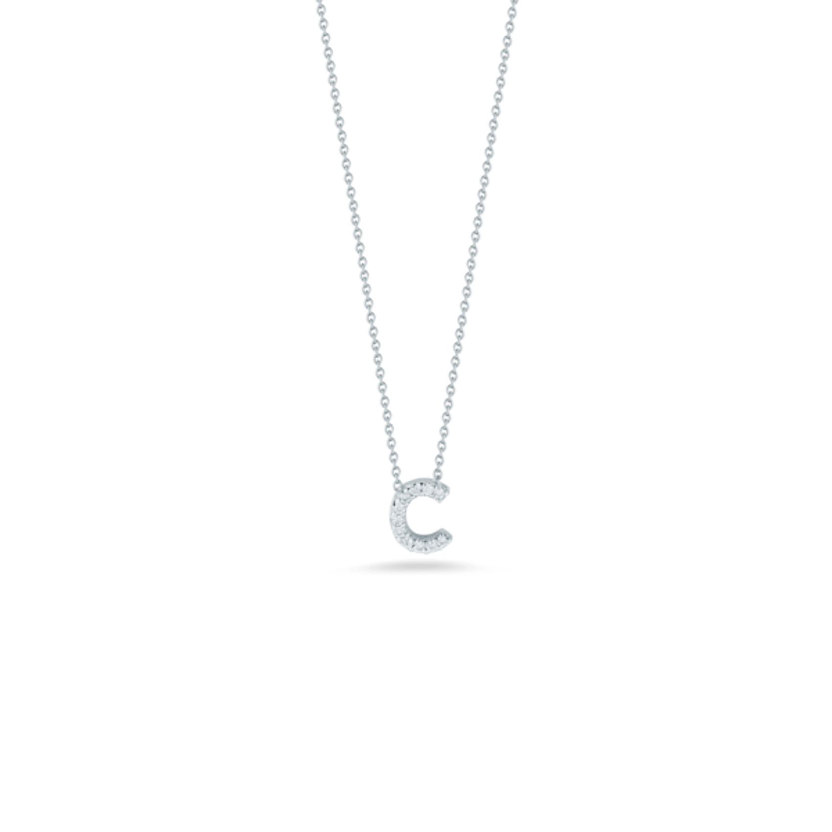 Vertical 18K White Gold Tiny Treasures Diamond Love Letter Necklace