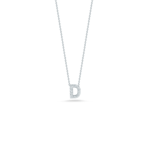 Vertical 18K White Gold Tiny Treasures Diamond Love Letter Necklace