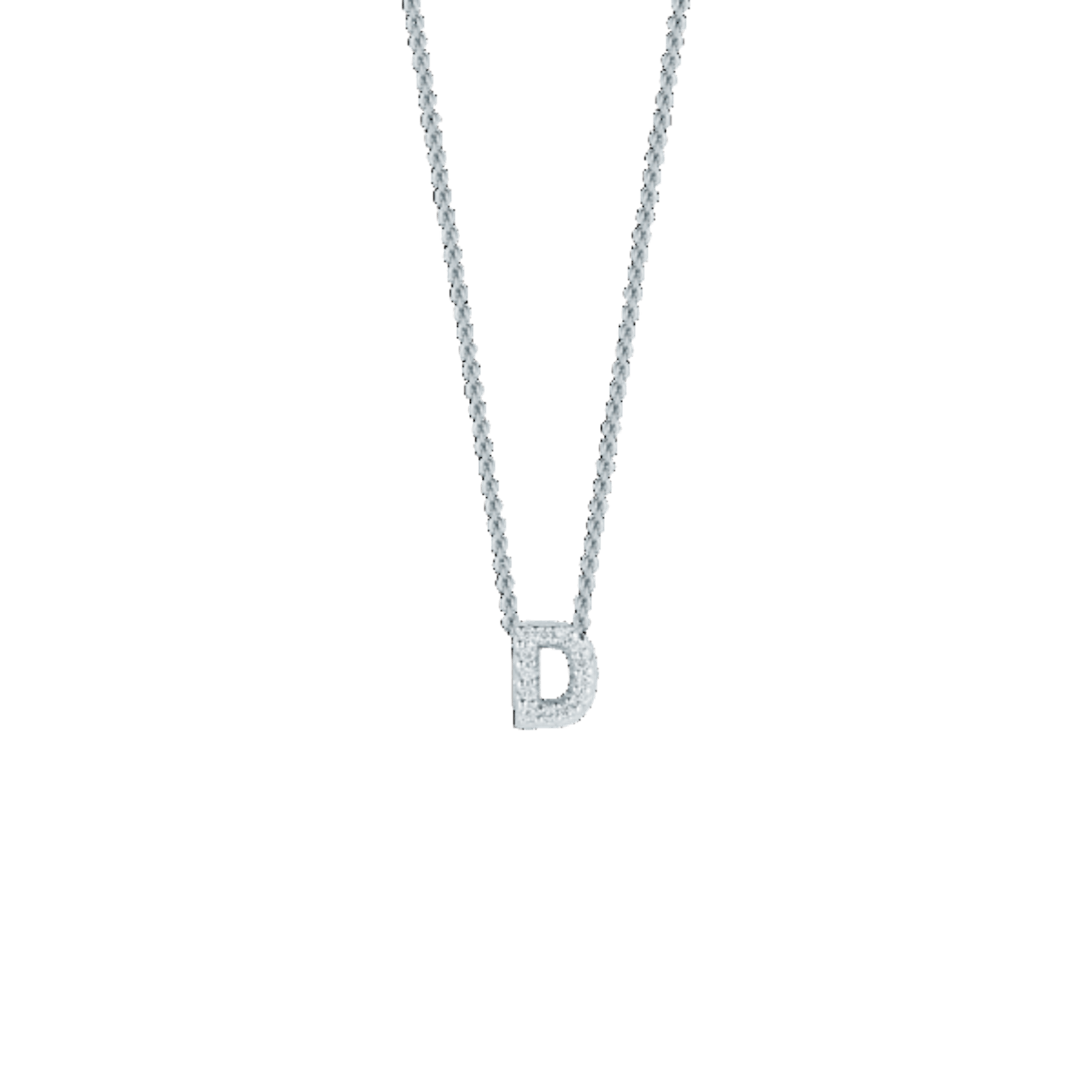 Vertical 18K White Gold Tiny Treasures Diamond Love Letter Necklace