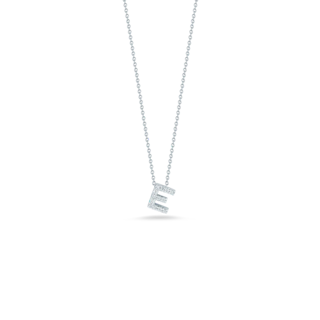 Vertical 18K White Gold Tiny Treasures Diamond Love Letter Necklace