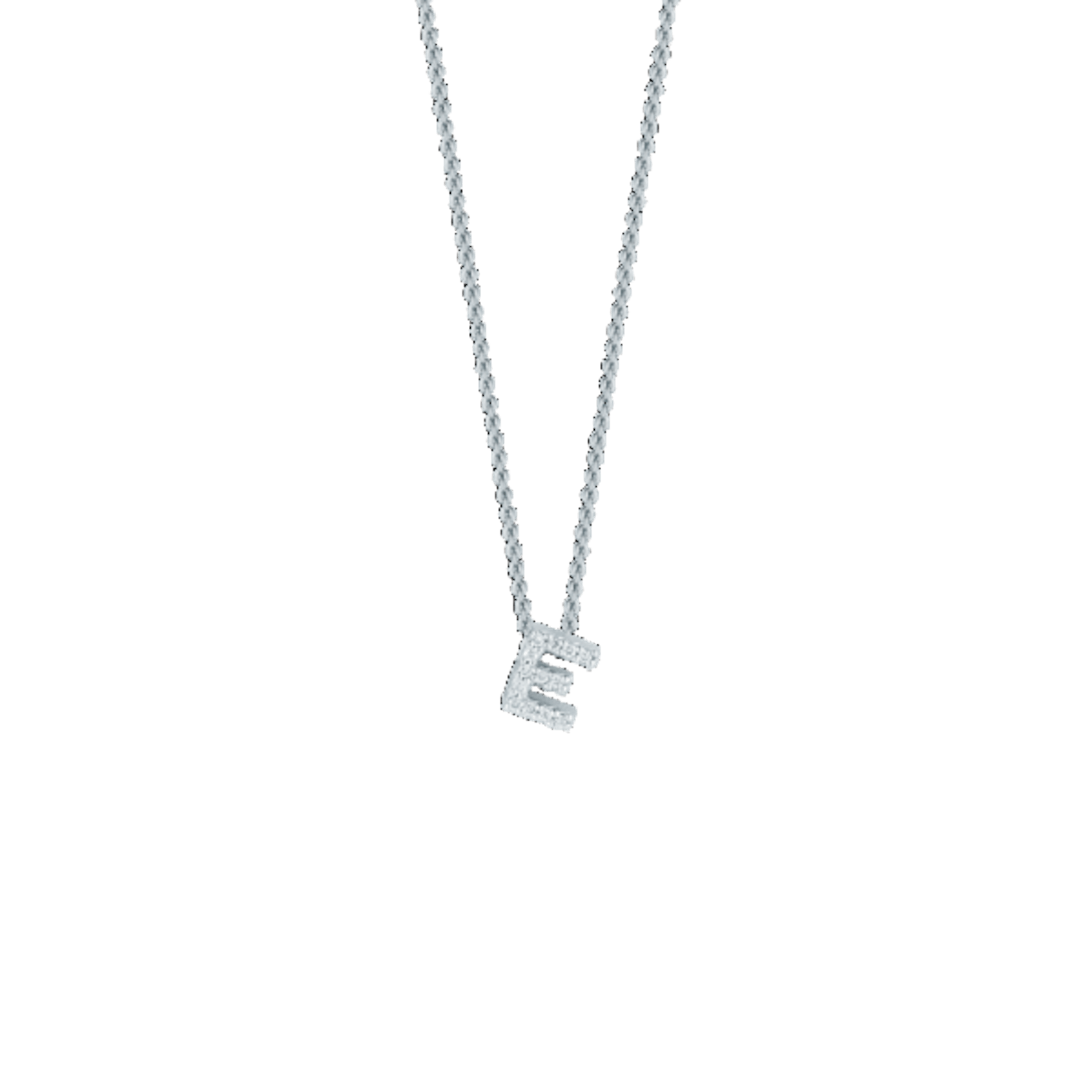 Vertical 18K White Gold Tiny Treasures Diamond Love Letter Necklace