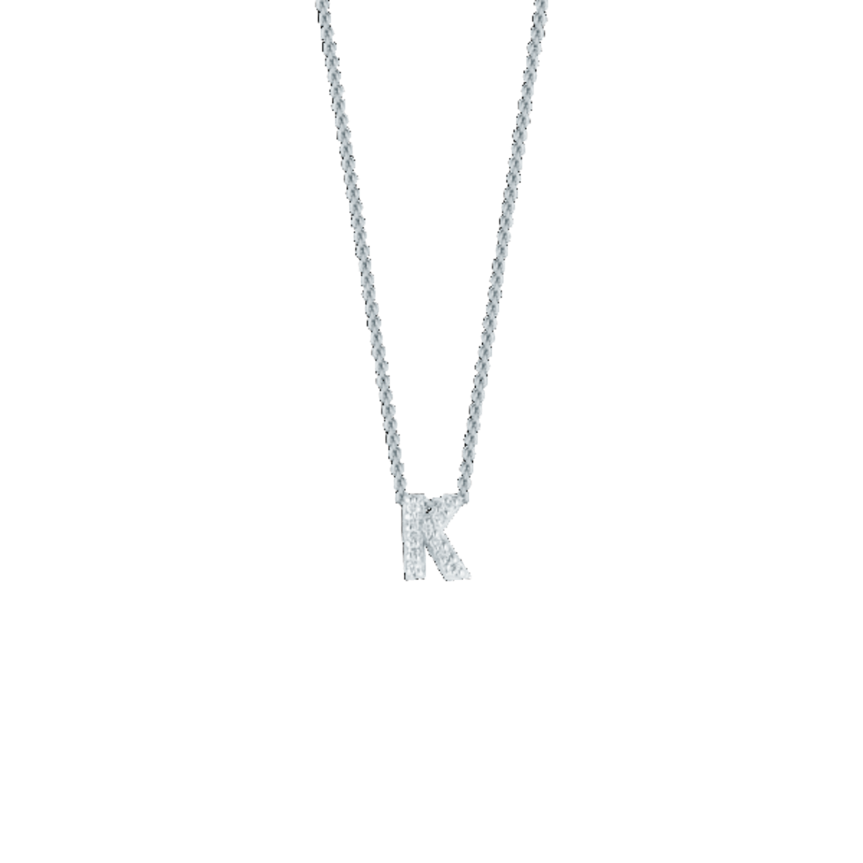 Vertical 18K White Gold Tiny Treasures Diamond Love Letter Necklace