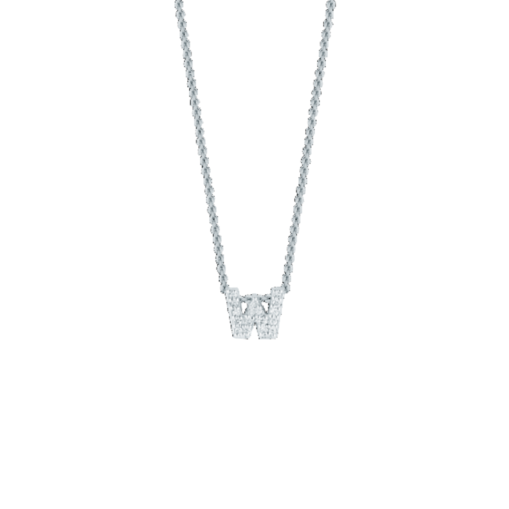 Vertical 18K White Gold Tiny Treasures Diamond Love Letter Necklace