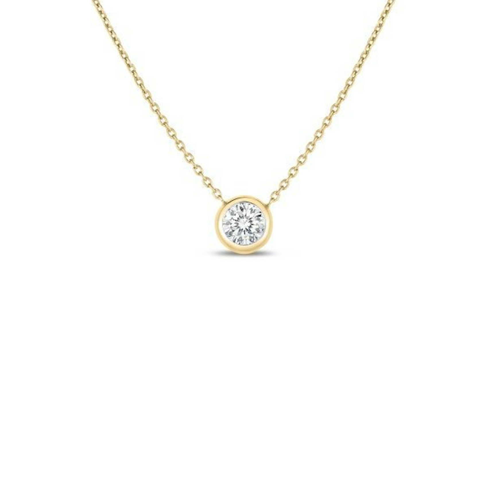 Vertical 18K Yellow Gold Diamonds By The Inch Diamond Solitaire Bezel Necklace