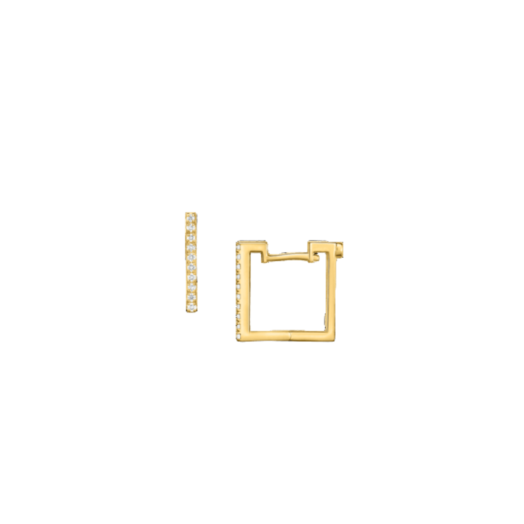 Vertical 18K Yellow Gold The Perfect Diamond Hoop Square Earrings