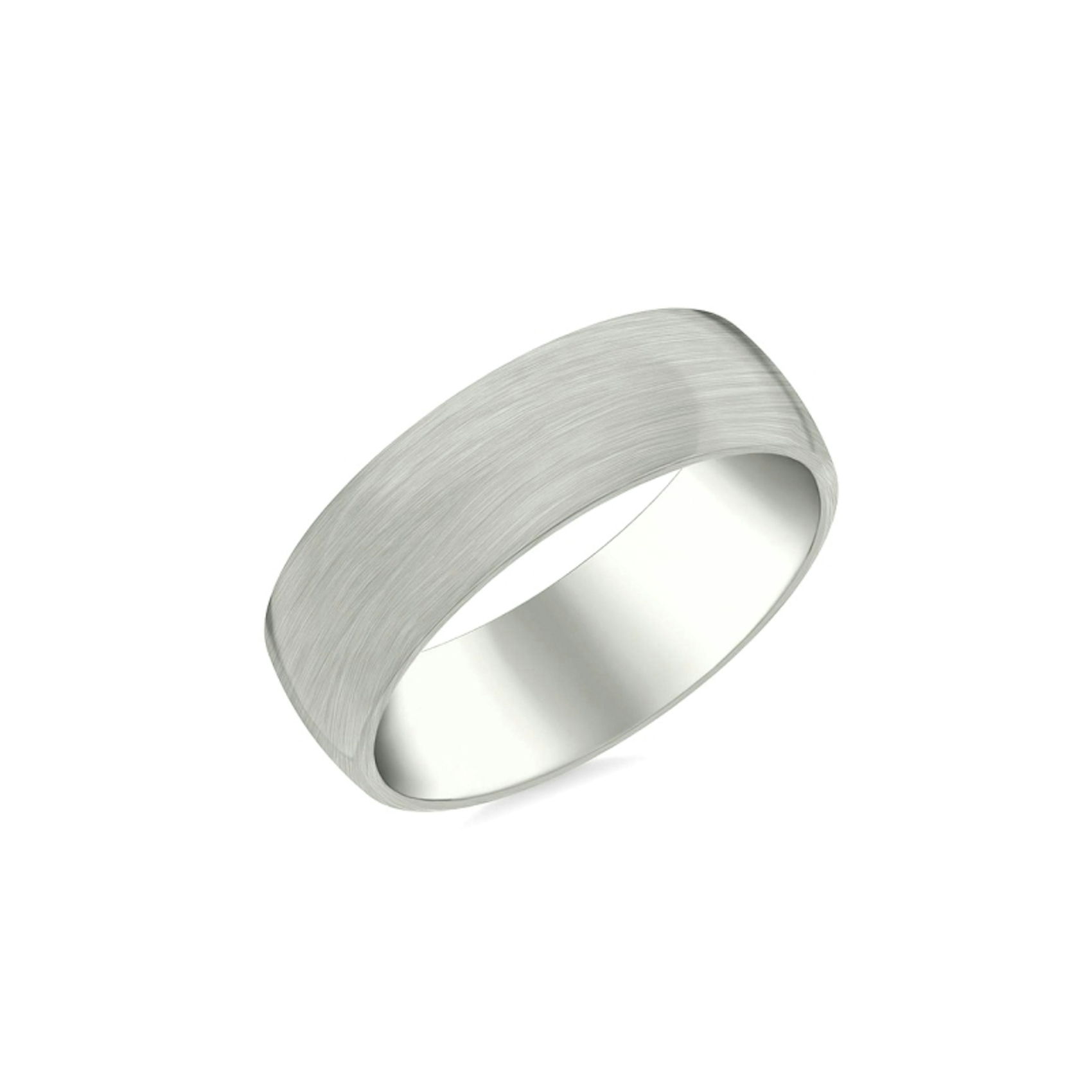 Vertical 14K White Gold Low Dome Brushed Finish Band