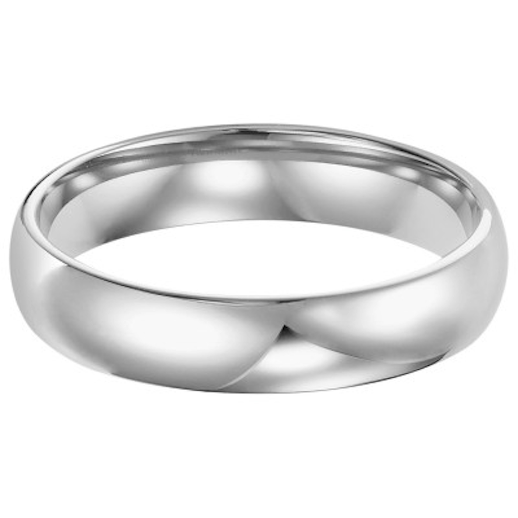 Vertical 18K White Gold Low Dome Comfort Fit Band