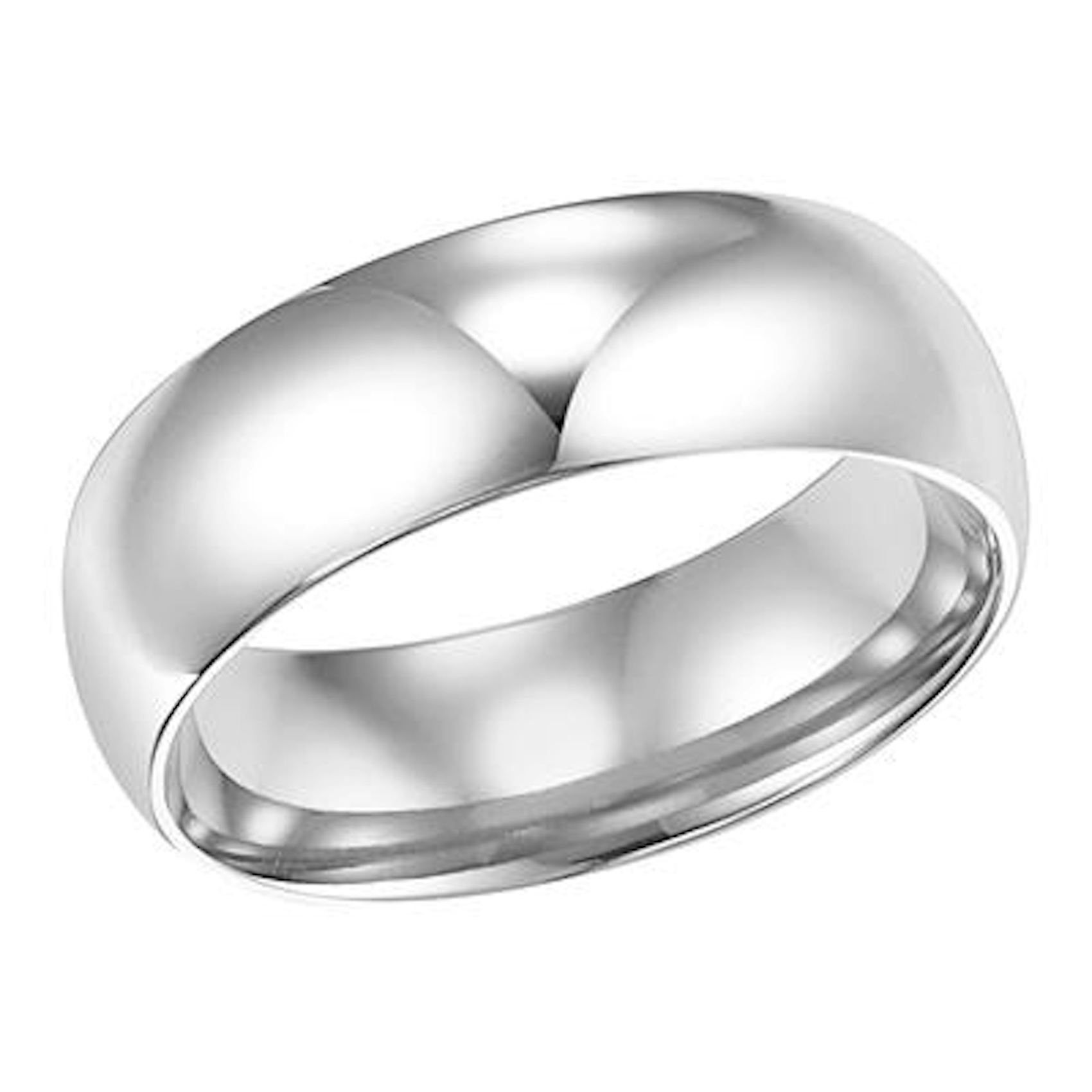 Vertical 14K White Gold Low Dome Comfort Fit Band