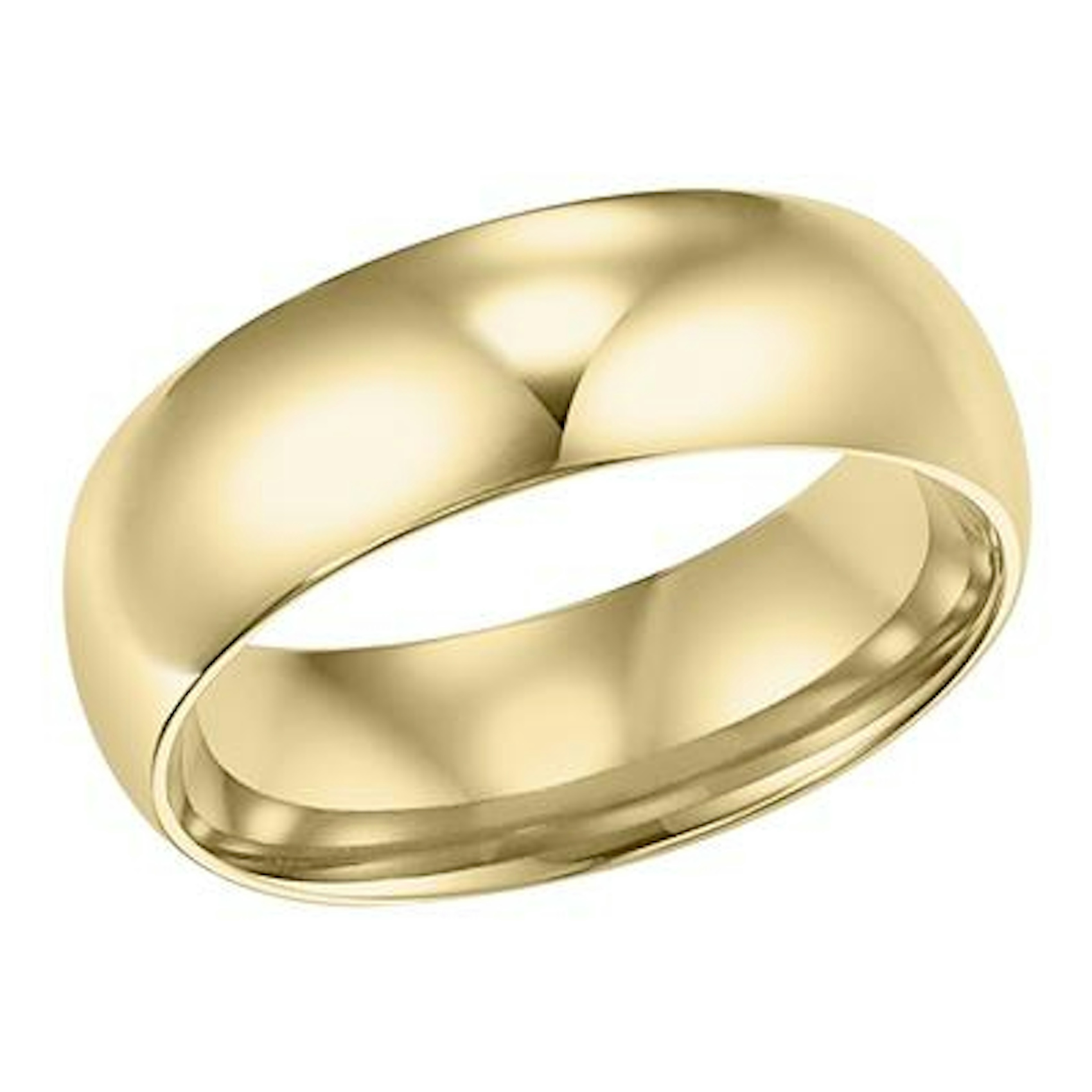 Vertical 14K Yellow Gold Low Dome Comfort Fit Band