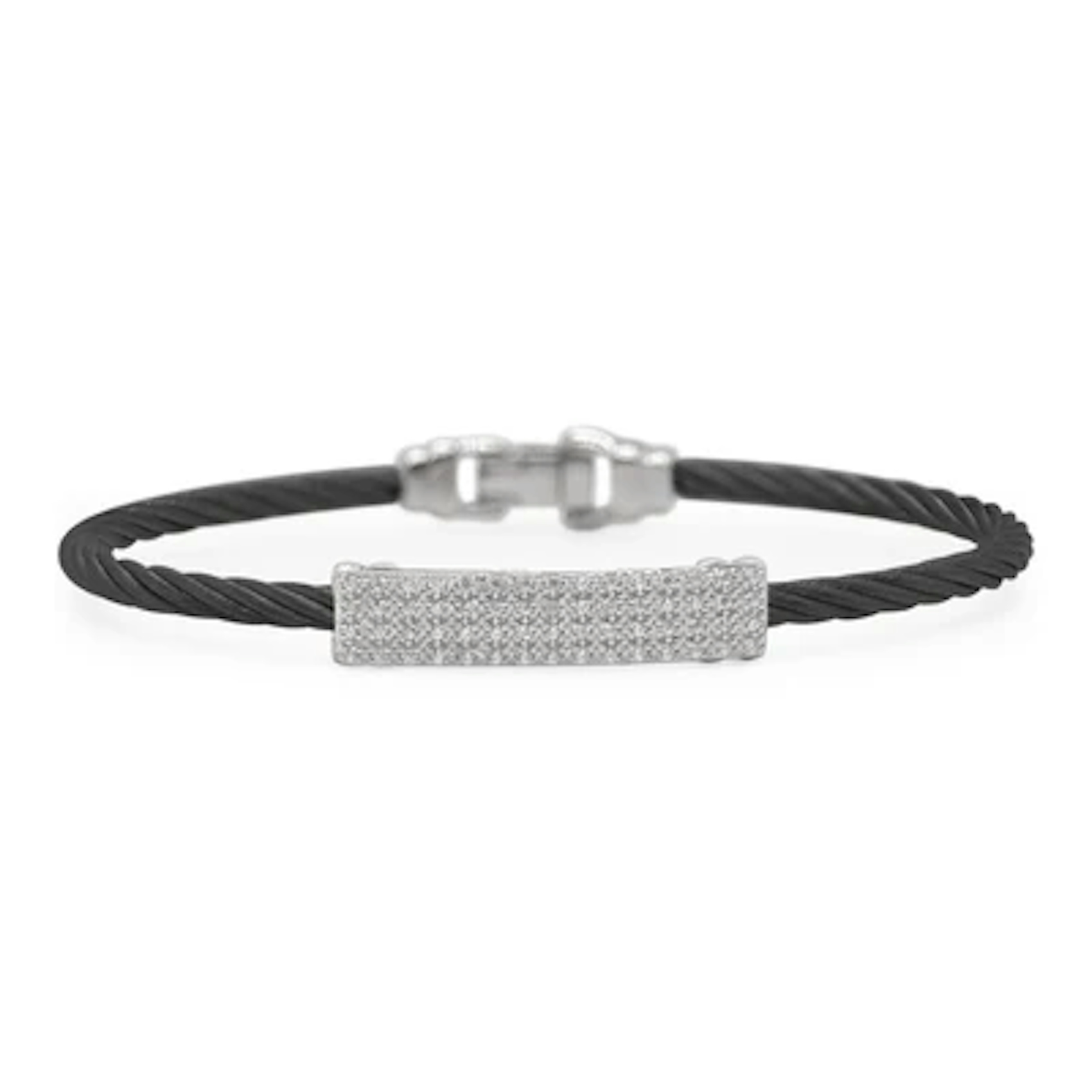 Vertical 18K White Gold Noir Diamond Black Cable Bangle