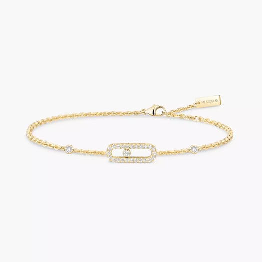 Vertical 18K Yellow Gold Move Uno Diamond Pave Bracelet