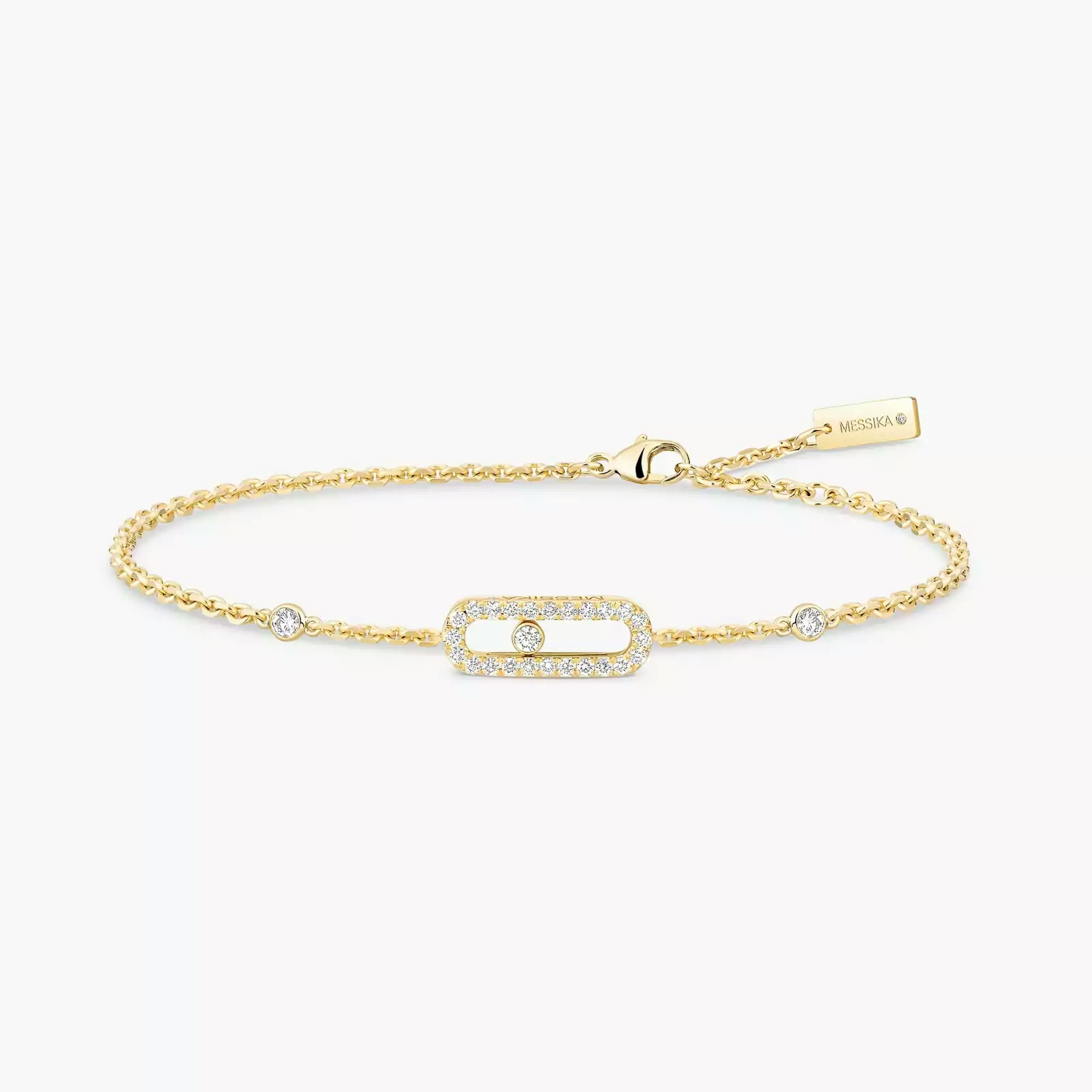 Vertical 18K Yellow Gold Move Uno Diamond Pave Bracelet