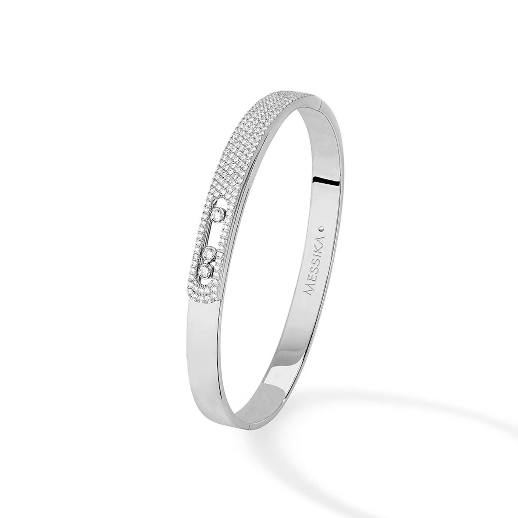 Vertical 18K White Gold Mova Noa Diamond Pave Bangle