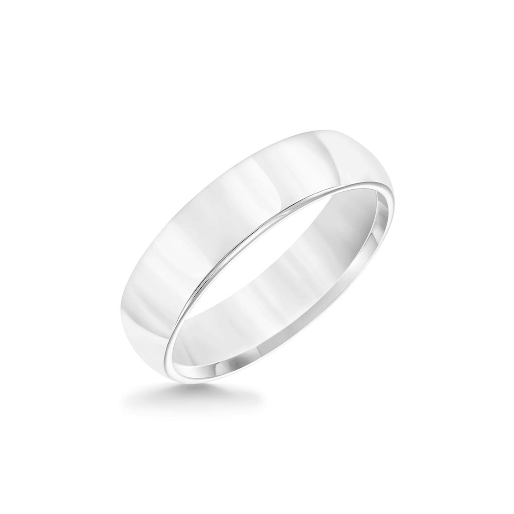 Vertical White Tungsten Roll Edge Domed Bright Finish Classic Band