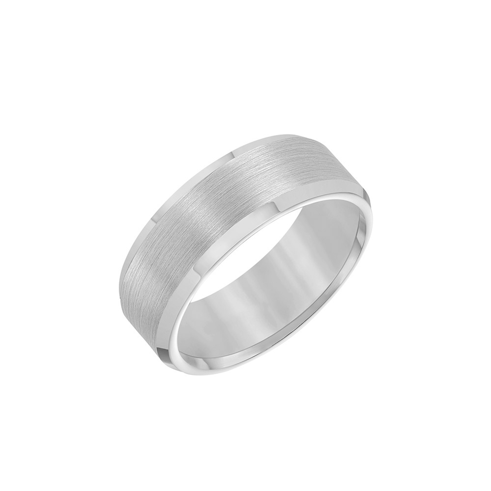 Vertical Grey Tungsten Bevel Edge Satin Finish Center Band
