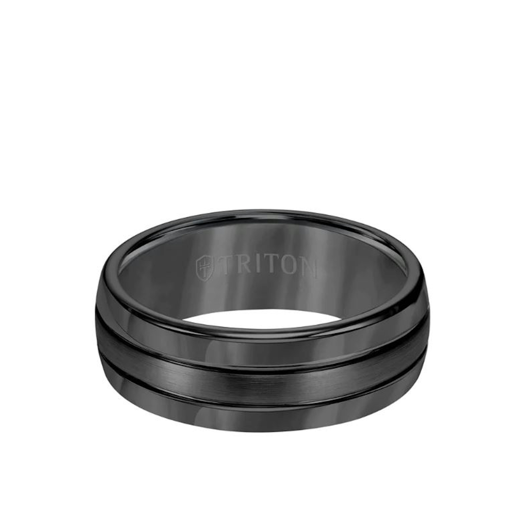 Vertical Black Tungsten Bevel Edge Bright Finish Contemporary Band