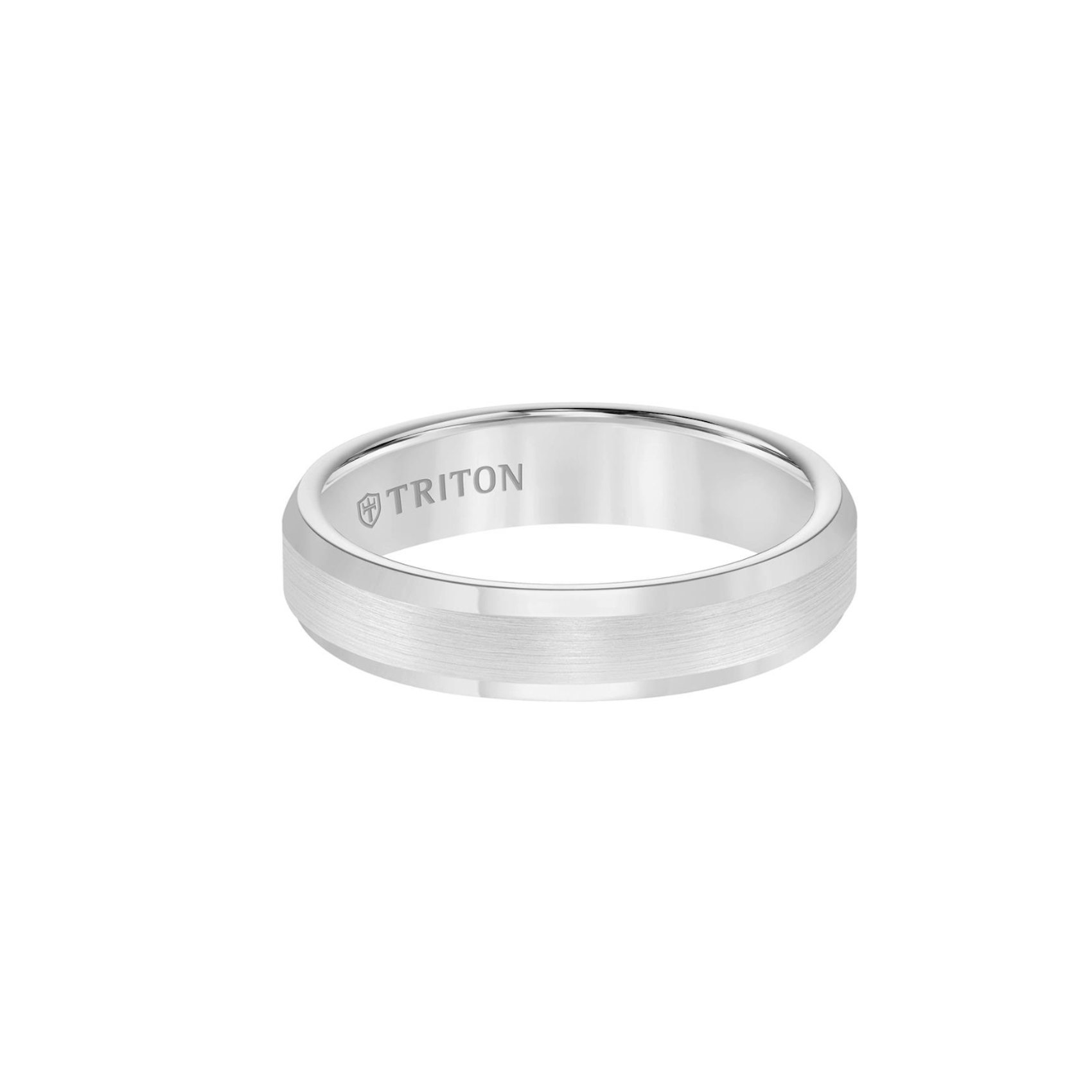 Vertical White Tungsten Bevel Edge Bright Finish Band