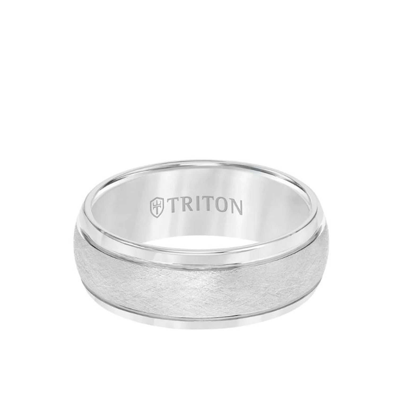 Vertical White Tungsten Flat Edge Domed Wire Brush Band