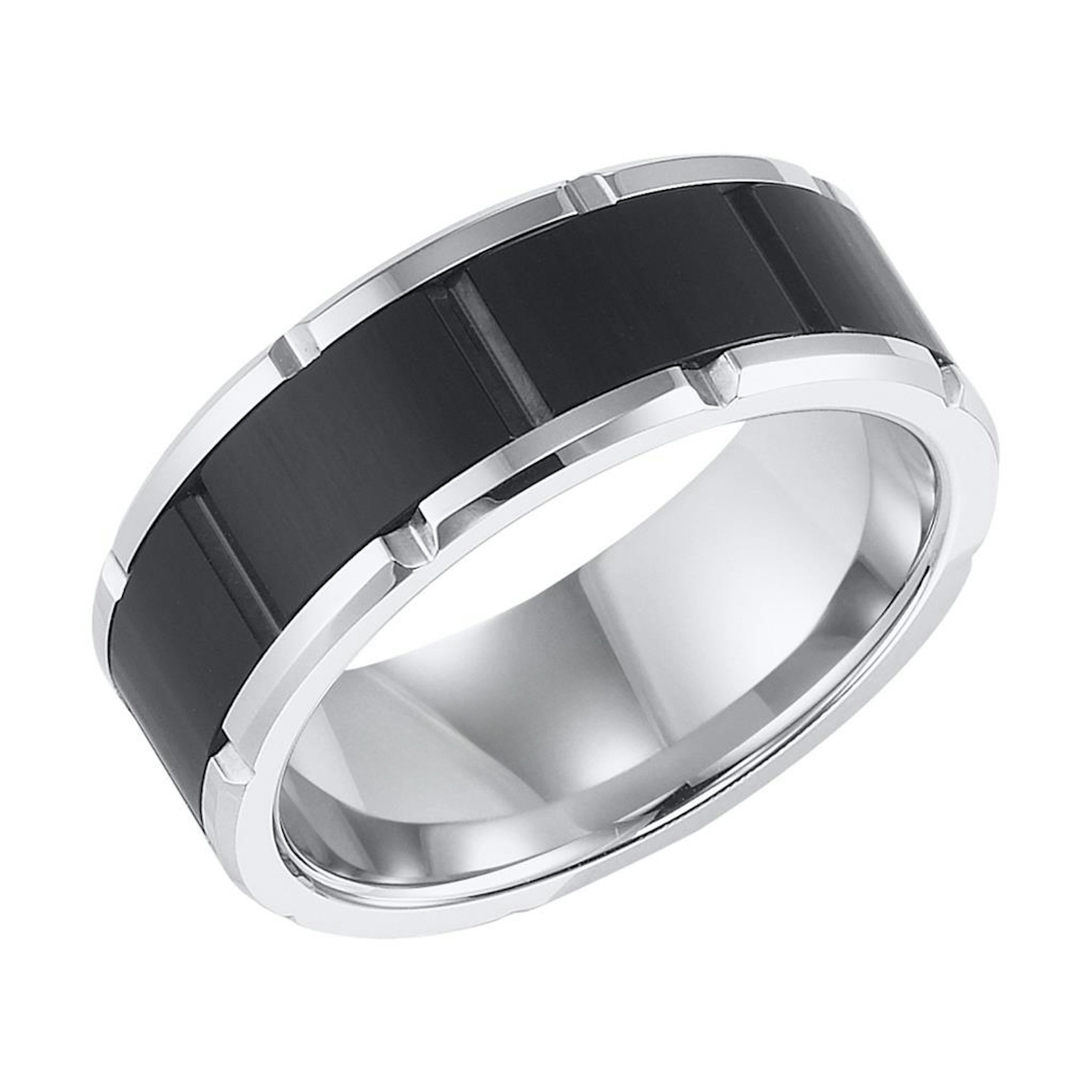 Vertical Black and White Tungsten Bevel Edge Brick Pattern Band