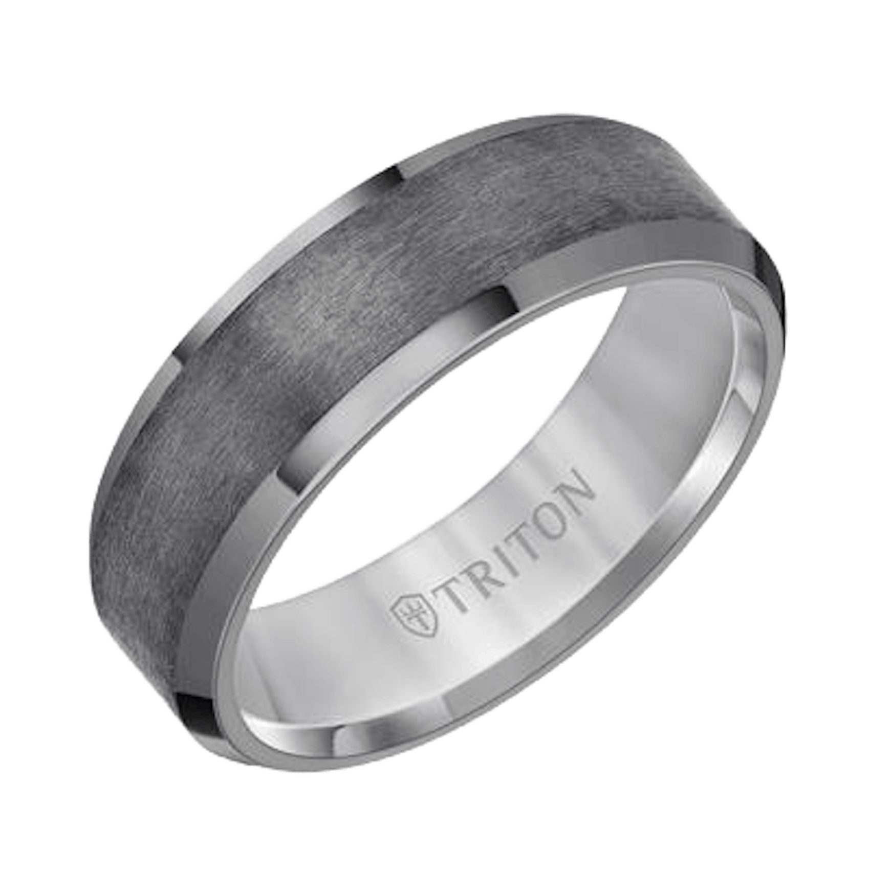Vertical Tantalum Satin Finish Bevel Edge Contemporary Band