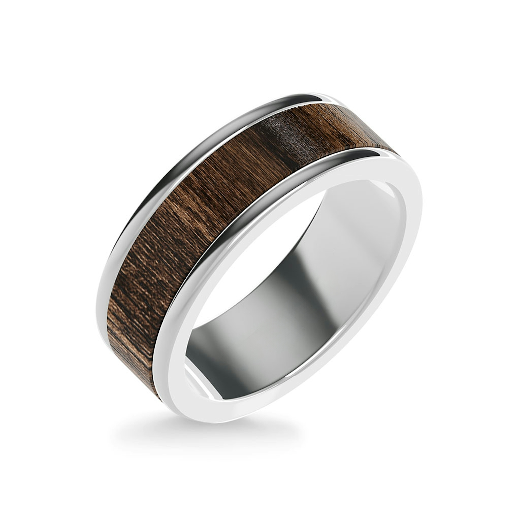 Vertical White Tungsten and Wood Contemporary Band