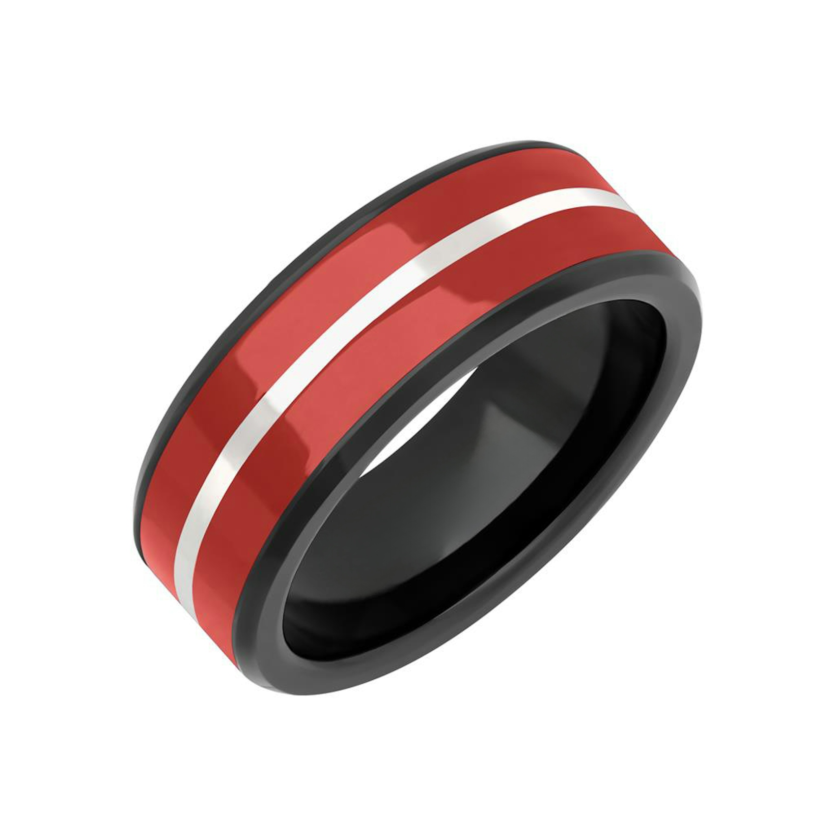 Vertical Red Ceramic and Tungsten Band