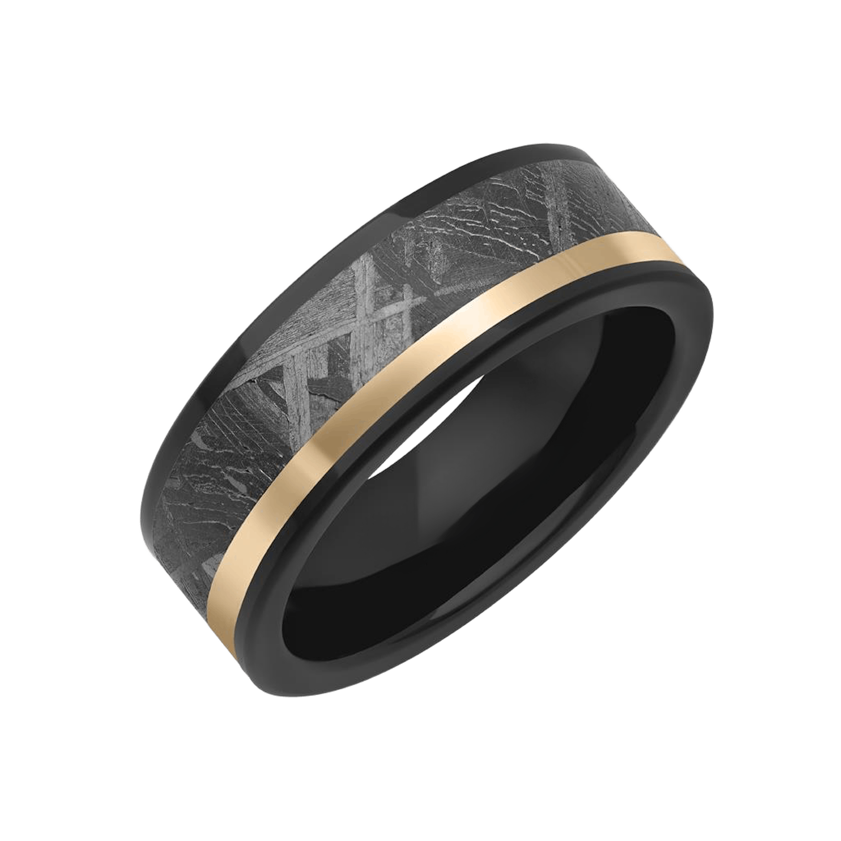 Vertical Meteorite and Tungsten Flat Edge Band