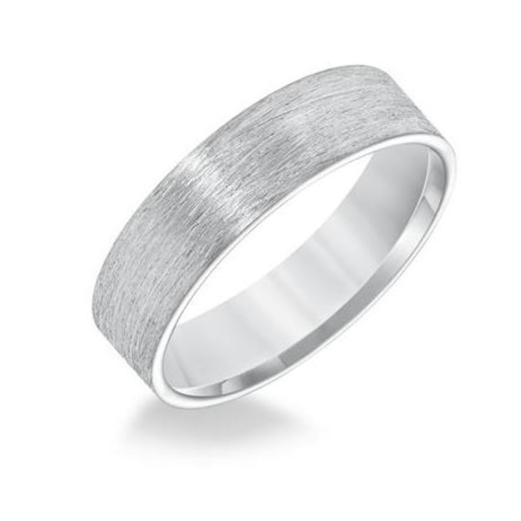 Vertical 14K White Gold Flat Roll Edge Carved Band