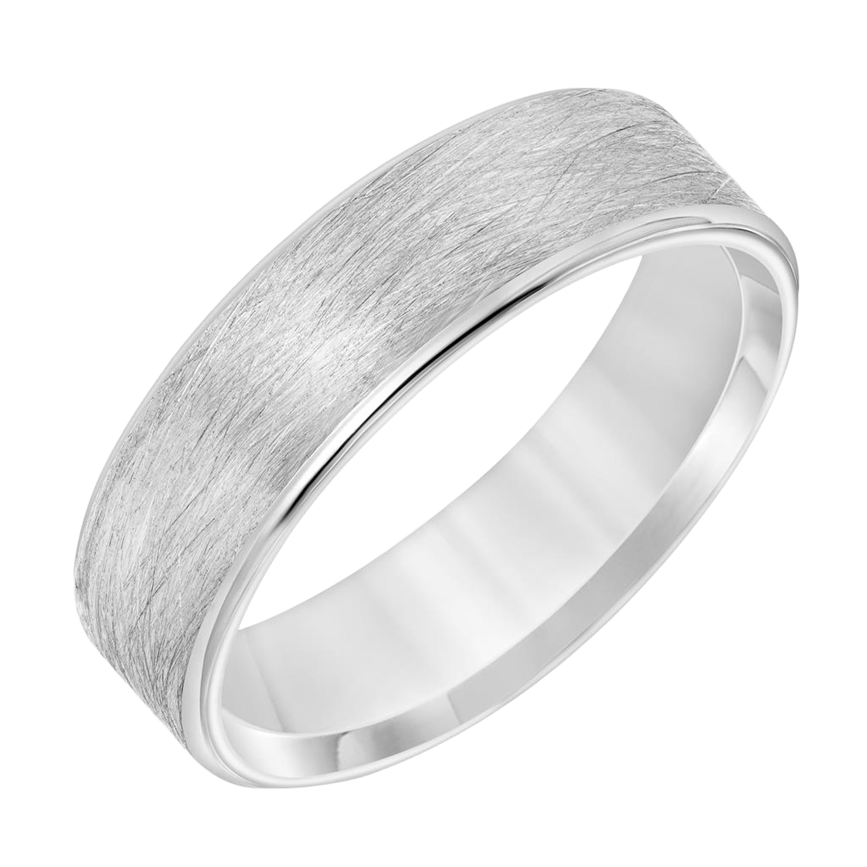 Vertical Platinum Flat Small Concave Edge Carved Band