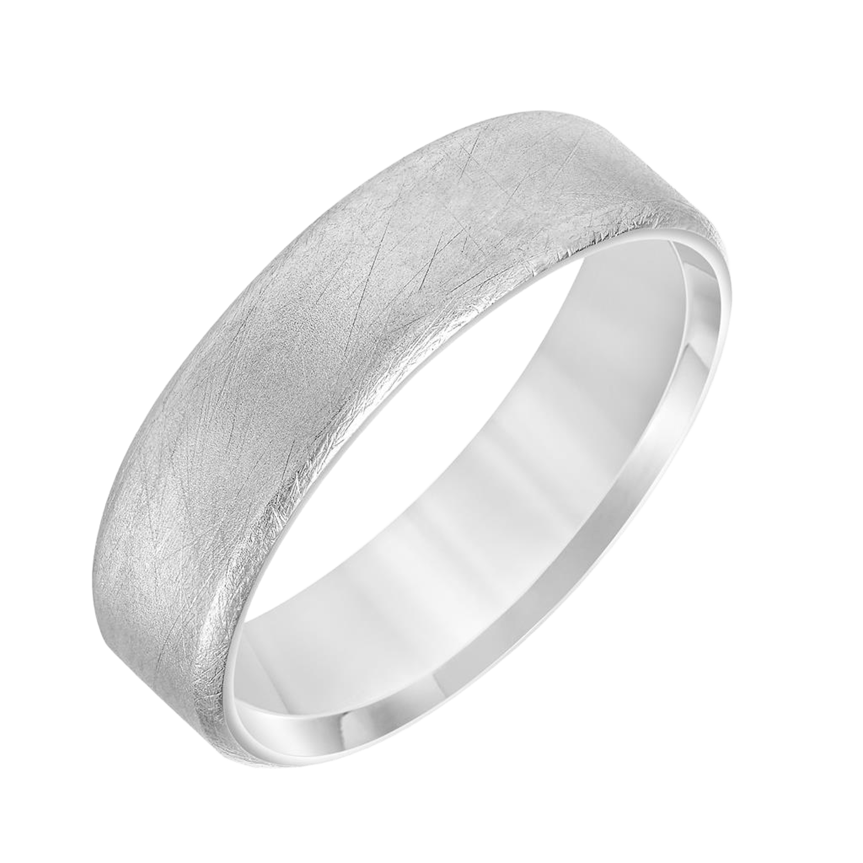 Vertical Platinum Flat Steel Edge Carved Band