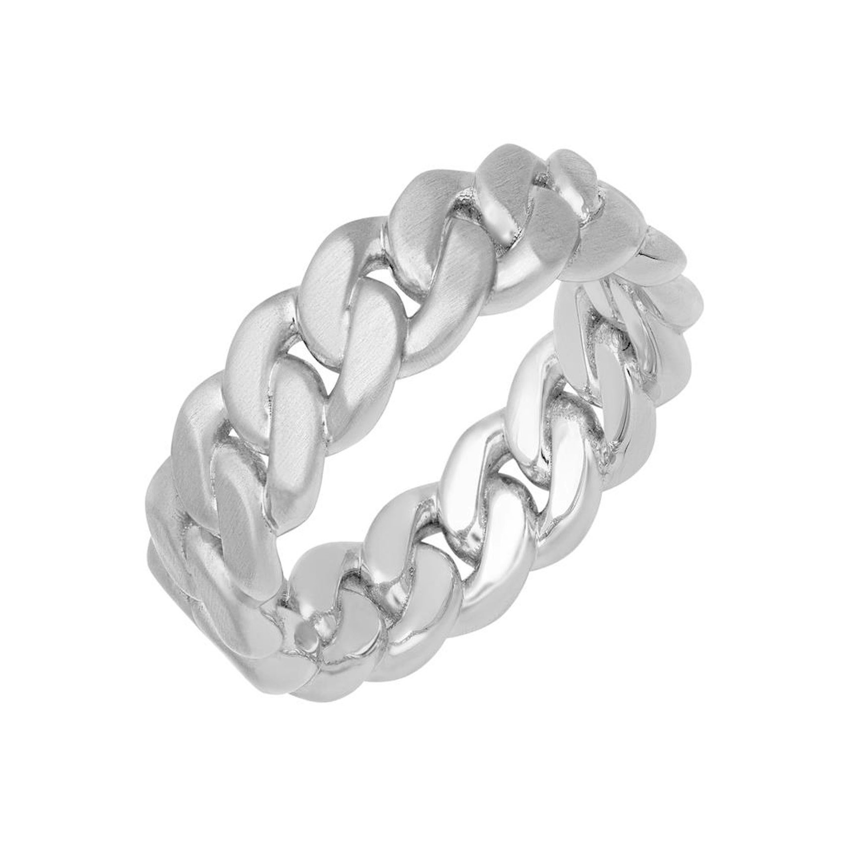 Vertical 14K White Gold Cuban Link Band