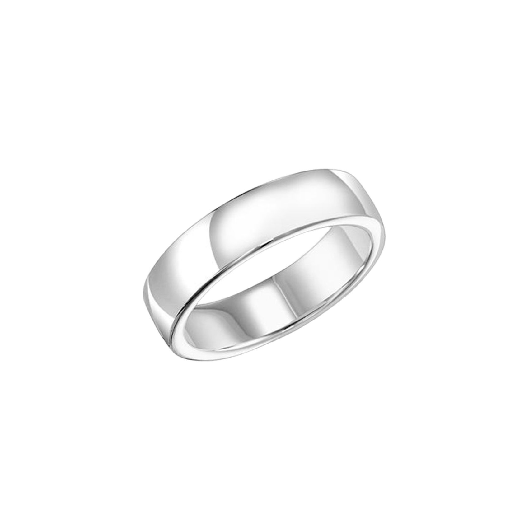 Vertical 14K White Gold Low Dome Roll Edge Carved Band
