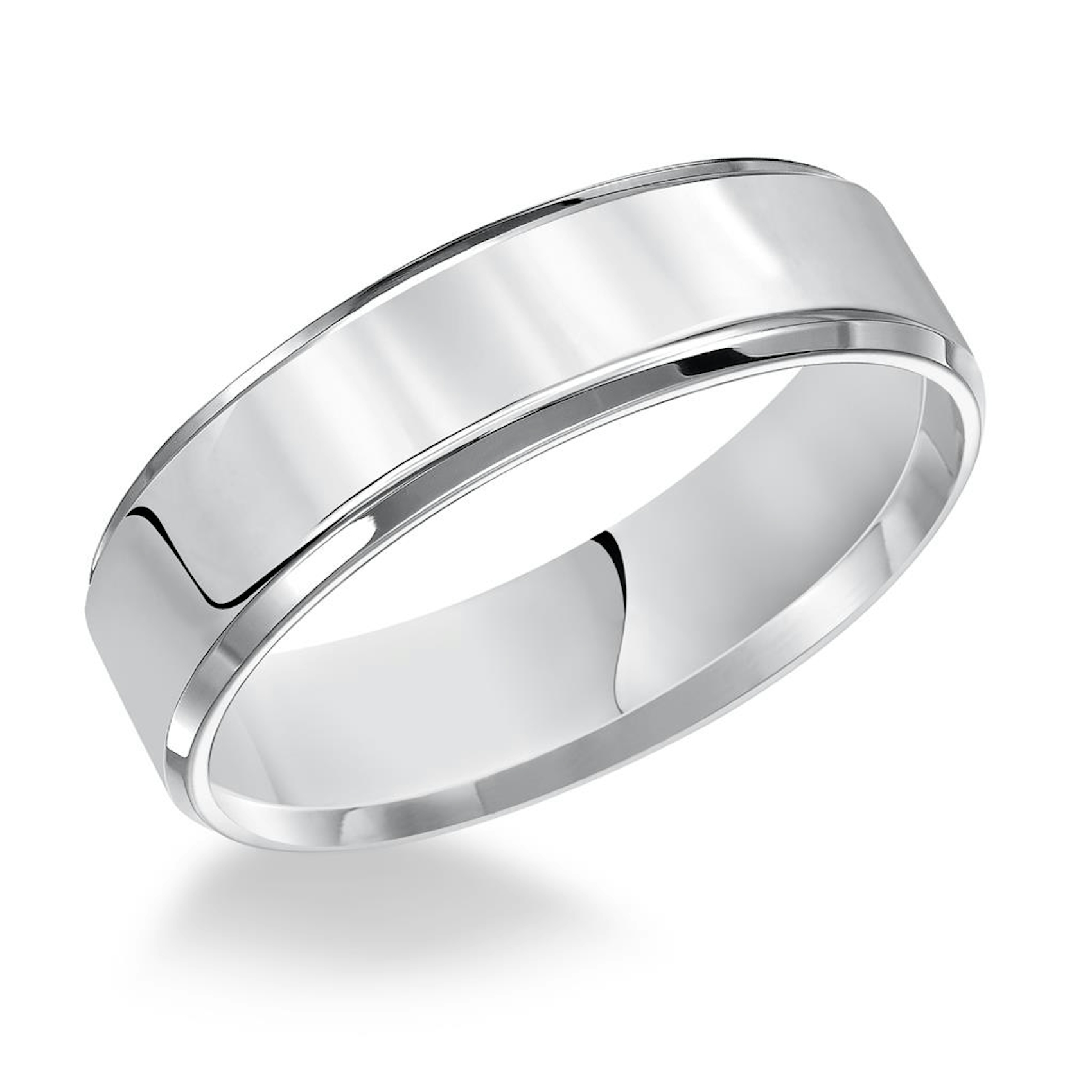 Vertical Platinum Flat Bevel Edge Comfort Fit Band