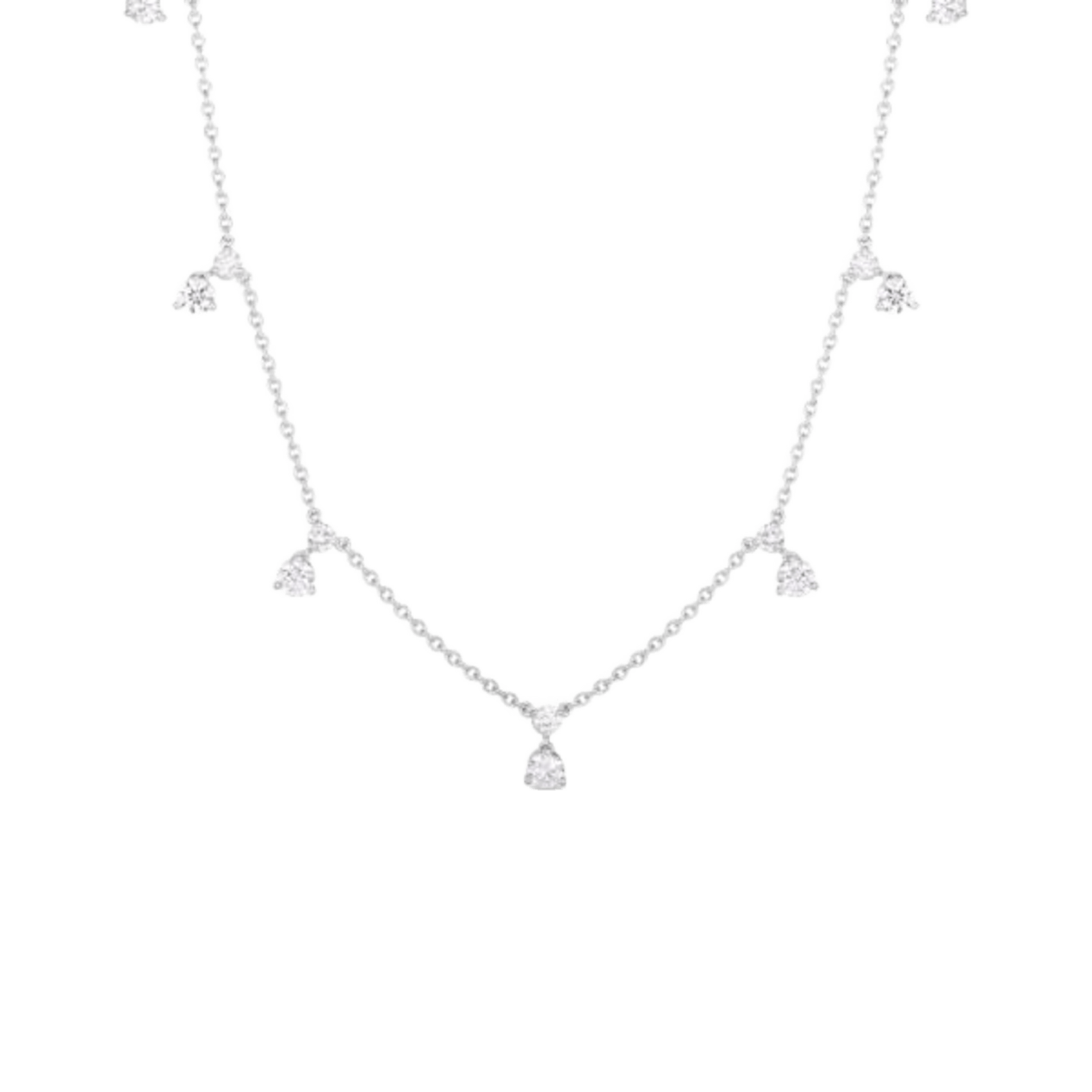 Vertical 18K White Gold Diamonds By The Inch Dangling 5 Station Necklace